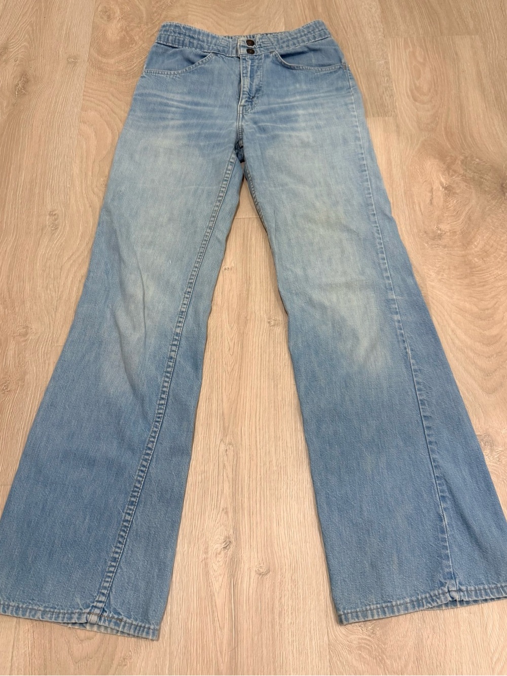 Vtg 70s Levis Orange Tab Bell Bottom Flare Jeans High Rise Trouser Elastic 28x32